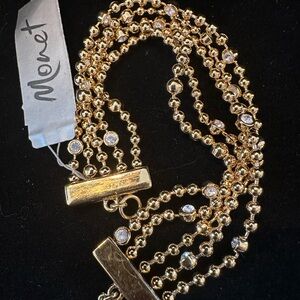 VINTAGE Monet Gold Bracelet with Sparkling Crystal Accents
